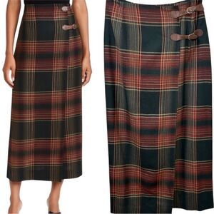 Ralph Lauren Vintage Wool Tartan Plaid Green Skirt Women’s 6 -